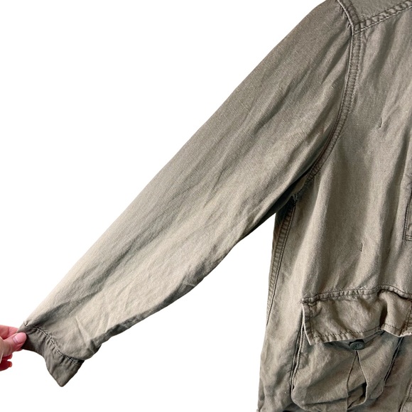 Madewell League lightweight‎ cargo linen blend Green jacket S - Picture 5 of 8